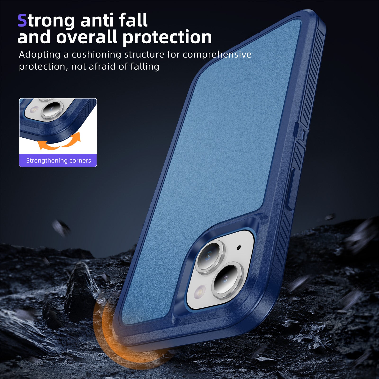 For iPhone 15 Plus / 14 Plus Case TPU+PC Phone Cover Non-slip Side Edge For iPhone 15 Plus / 14 Plus Case TPU+PC Phone Cover Non-slip Side Edge